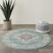 Homeroots 5 ft. Round Light Blue Distressed Medallion Area Rug 385335 - alternate 4